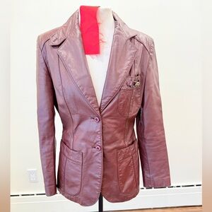 Vintage Étienne AIGNER Leather Jacket blazer | Designer oxblood coat womens